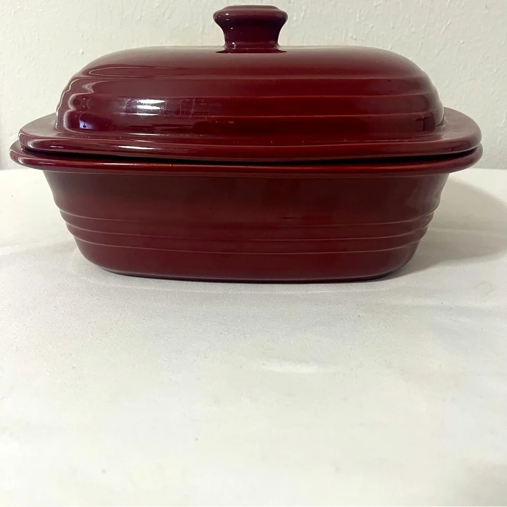 Pampered Chef Cranberry Deep Roaster Covered Baker Stoneware 3.1 Qt USA 5103 EUC
